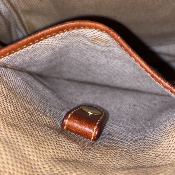 Dooney and Bourke large ostrich texture leather tote in tan and brown - Picture 12 of 14